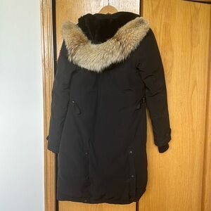 Black womens Canada Goose medium length jacket size small
